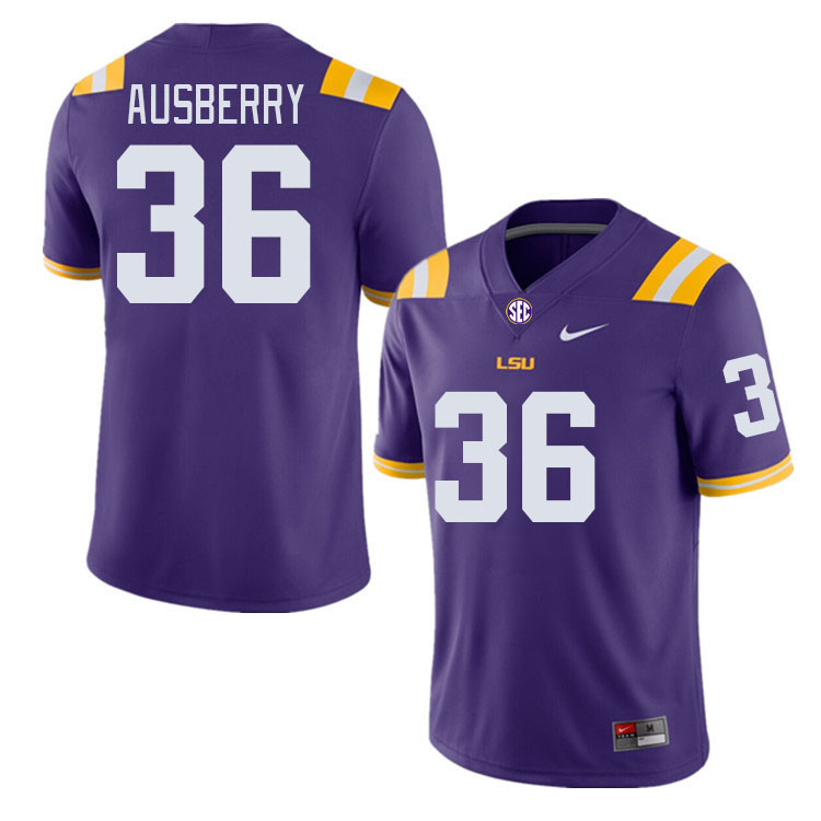 Men #36 Austin Ausberry LSU Tigers College Football Jerseys Stitched-Purple